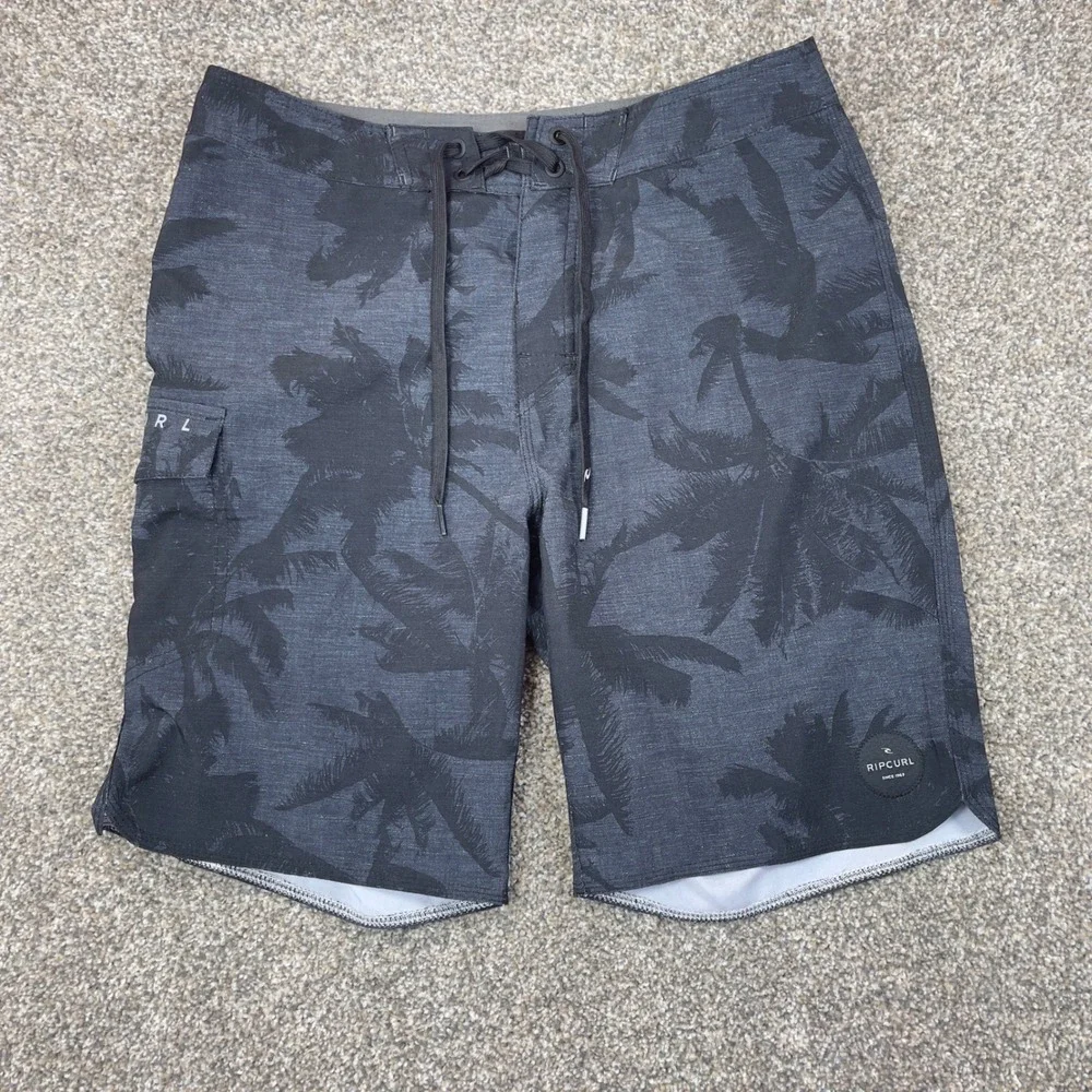 Rip Curl Board Shorts Mens 30 Dark Grey Palm Tree Print Swim Trunks CBOVC7‎